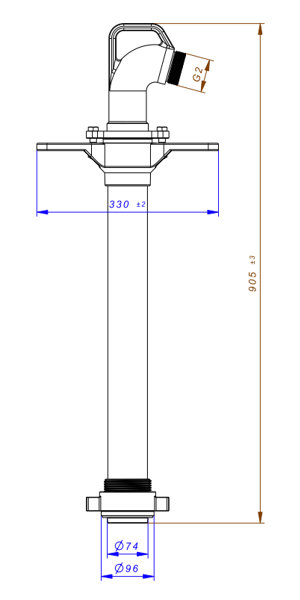 Stojak hydrantowy PZH DN80 pojedynczy B/C wymiary Stojak hydrantowy PZH DN80 pojedynczy B/C wymiary